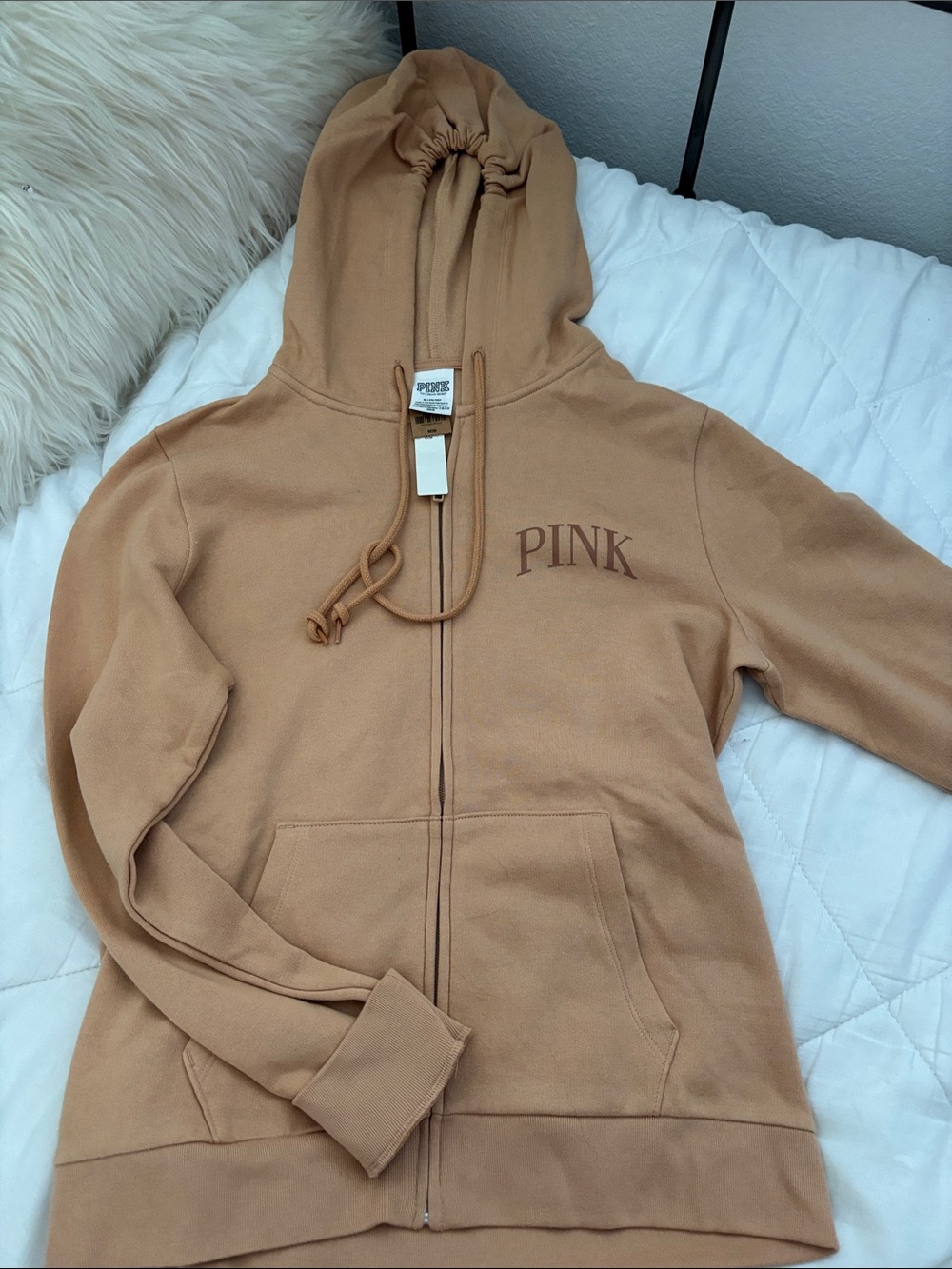 Women's Tan Zip-Up Hoodie